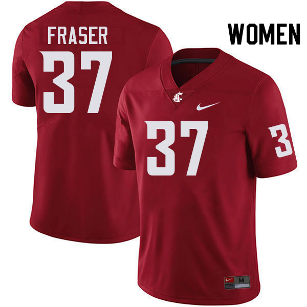 Women #37 Aslan Fraser Washington State Cougars College Football Jerseys Stitched-Crimson